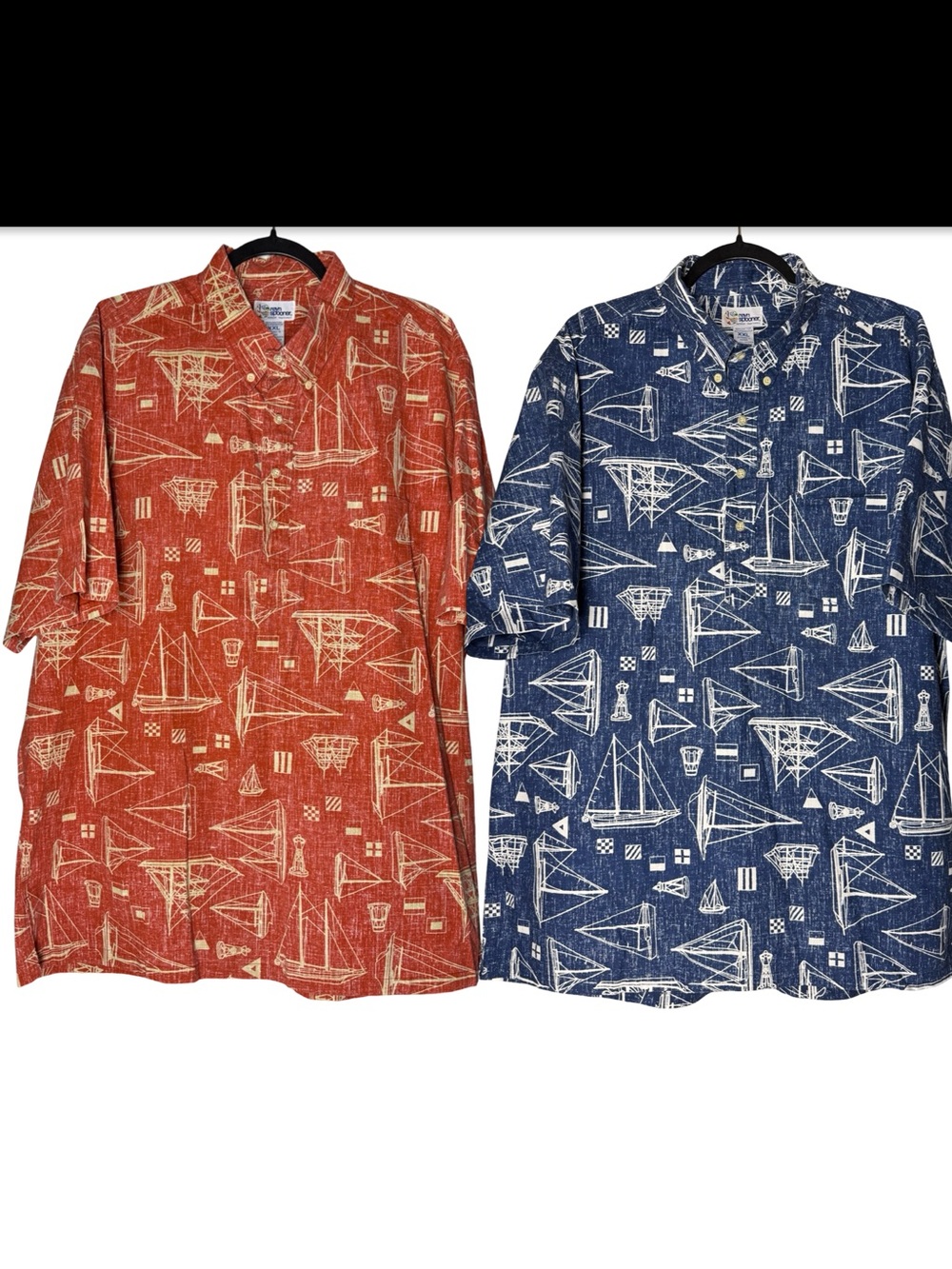 Reyn Spooner Mens XXL Bundle Hawaiian Aloha Shirts Sailboat Nautical Blue Red